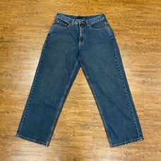 Vintage Anchor Blue Baggy Loose Casual Skater Y2K Denim Jeans Trousers Men 31x30