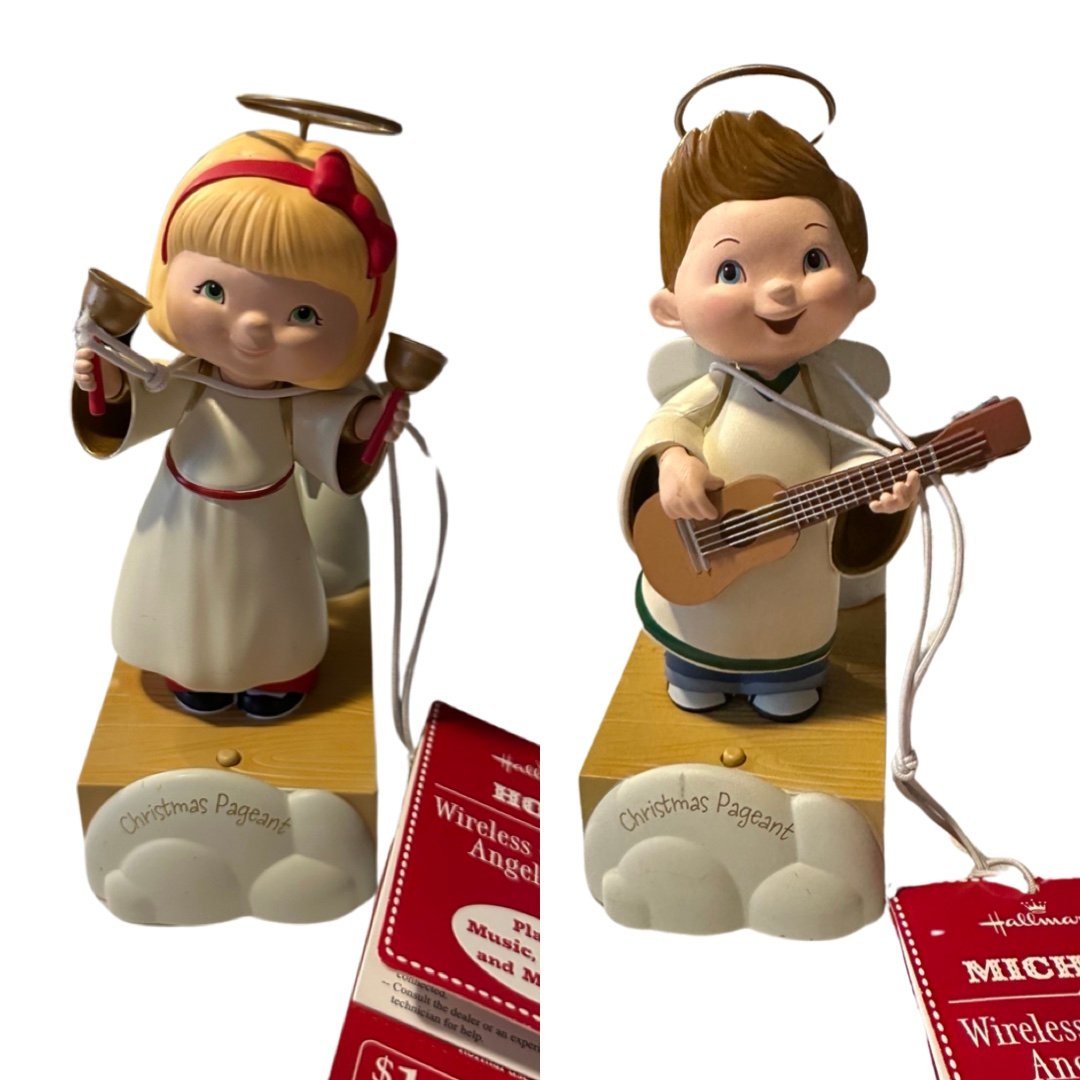 Vintage 2012 Hallmark Wireless Children's Angel Choir Figurines, Michael & Hope