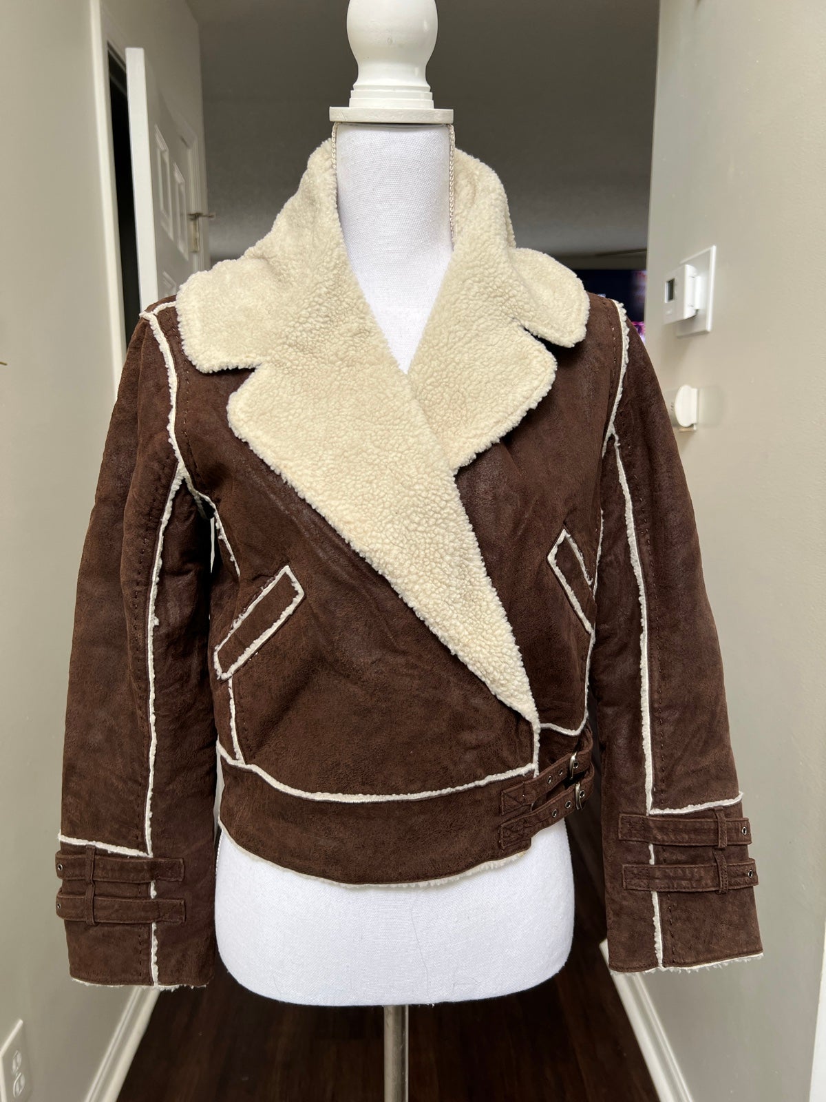 Moda International Leather Suede Vintage Moto Brown Jacket