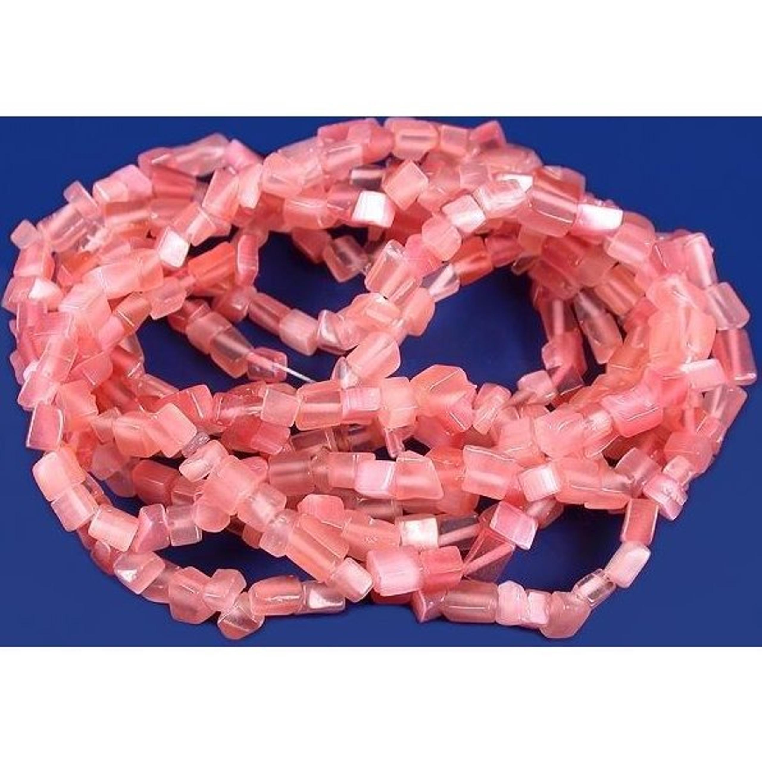 Cats Eye Chip Beads Rose 34" Strand