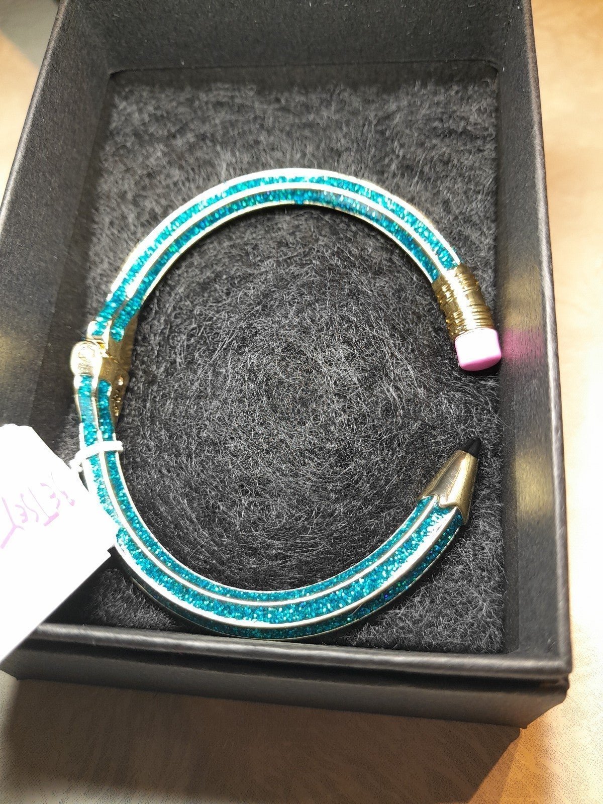 Betsey Johnson Blue Glittered Pencil Cuff NWT
