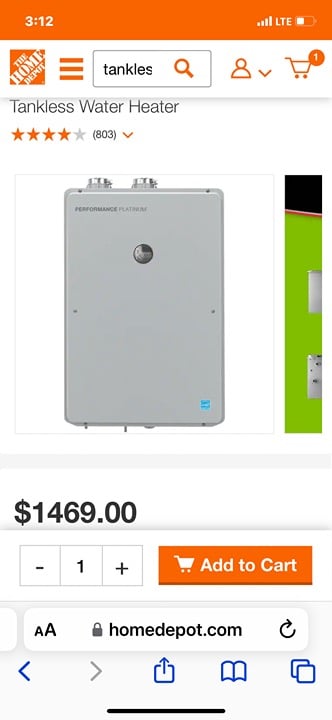 Tankless Waterheater natural gas