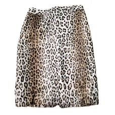 Milly NY Leopard Print Pencil Skirt Faux Fur Brown sz 6