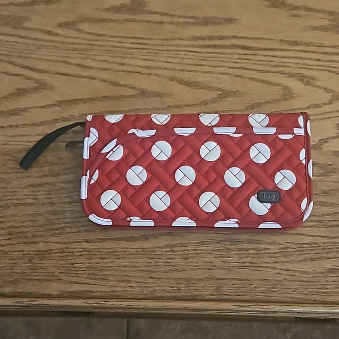 LUG Tango Travel RFID Zip Around Wallet/wristlet - Red Polka Dot