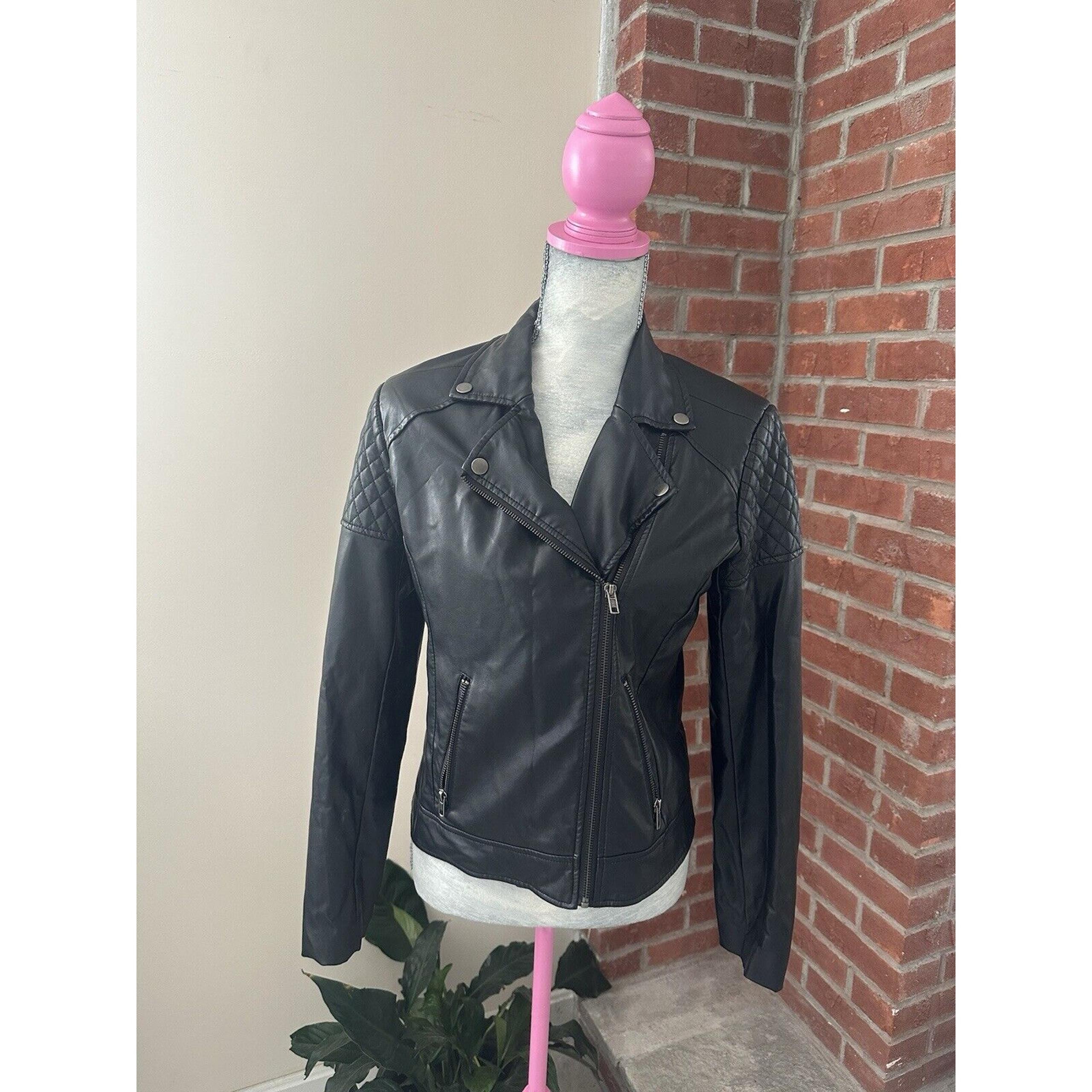 MURAL Black Moto Faux Leather Jacket Women Size Medium