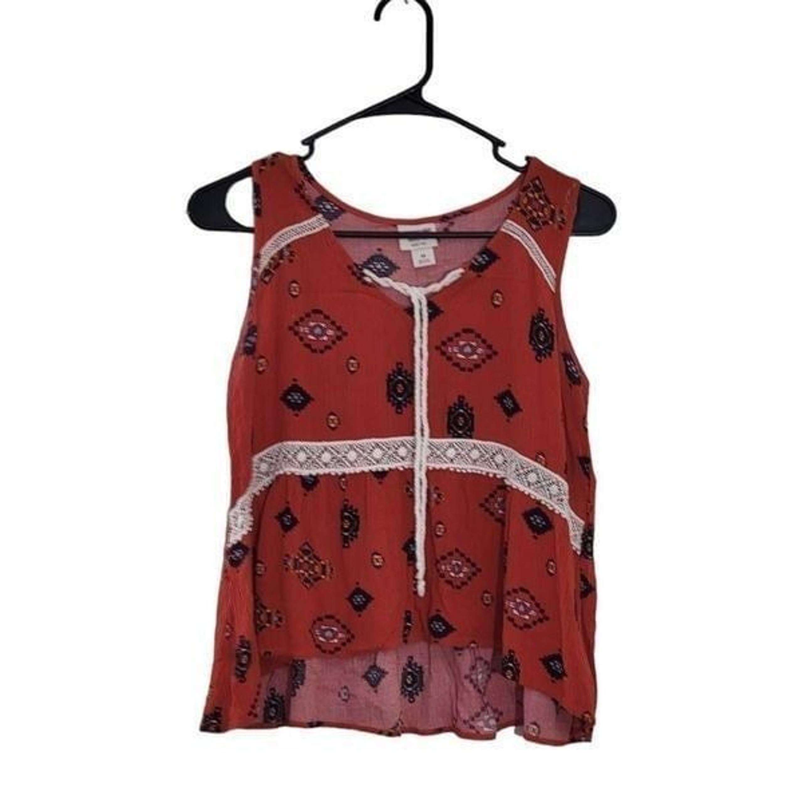 Mossimo XS Oversized Boho Hippie Rust Tank Top Womens