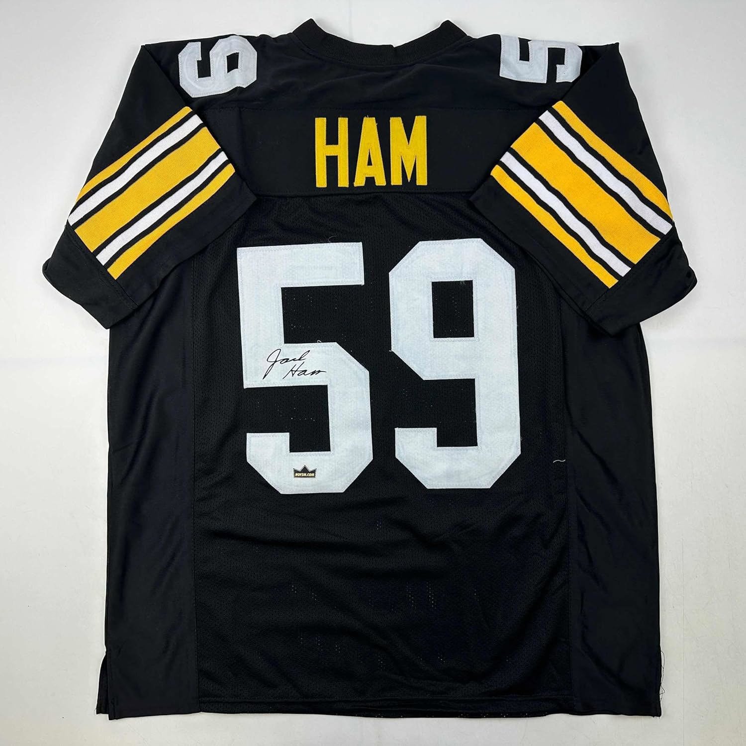 Facsimile Autographed Jack Ham Pittsburgh Black Auto Jersey Size Men's XL