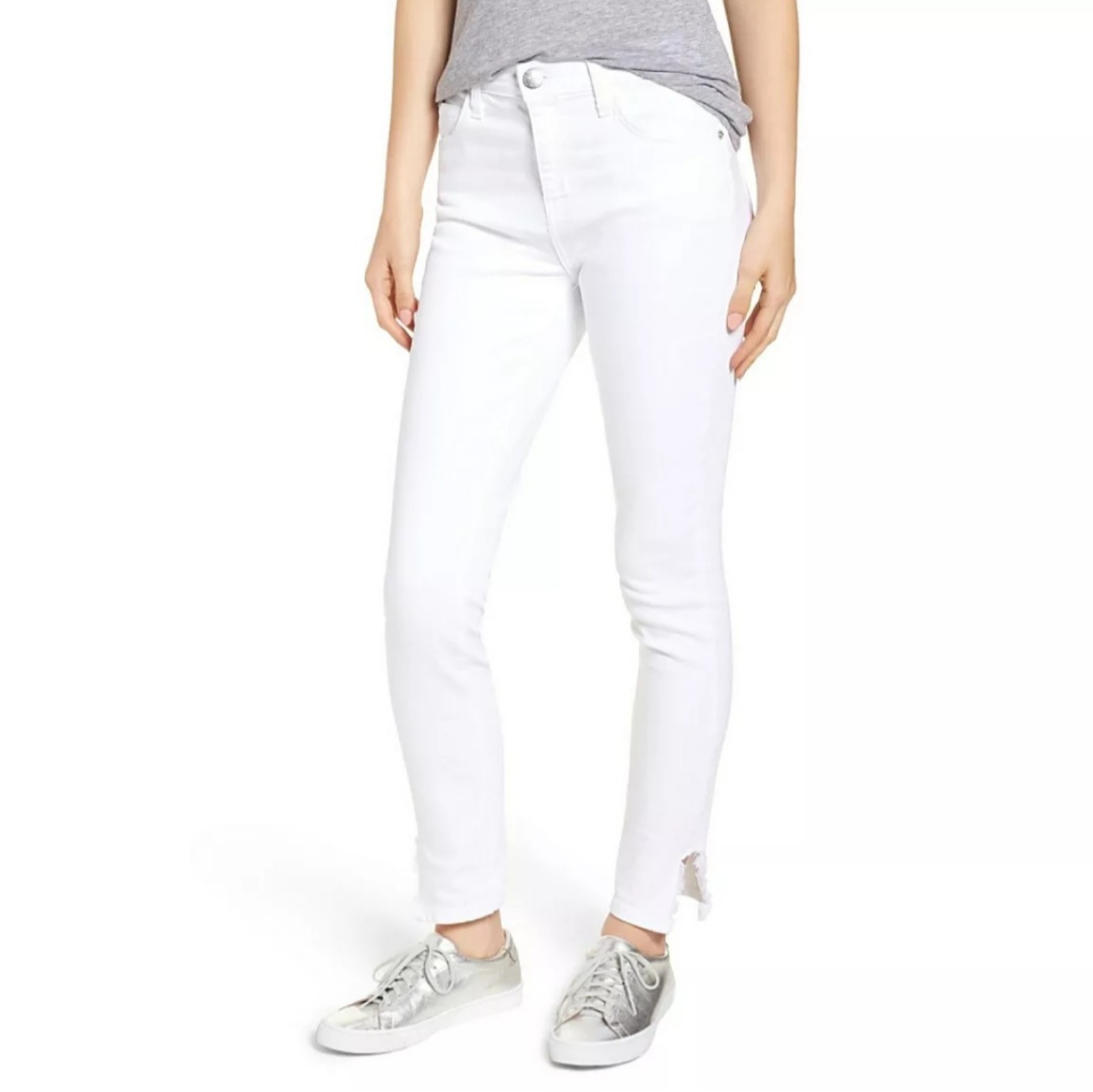 Current Elliott Stiletto High Waist Frayed Split Hem Skinny Jeans size 30