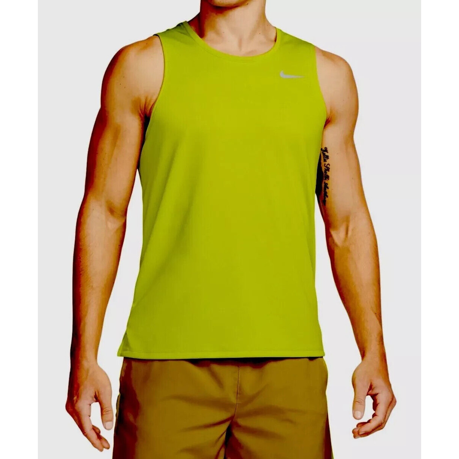 Nike Dri Fit Miler Lime Green Running Tank Top DV9321 308 Men’s Size Large