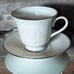 Lenox April Footed Cup & Saucer - 1980's Pastel Flowers with Platinum Rim