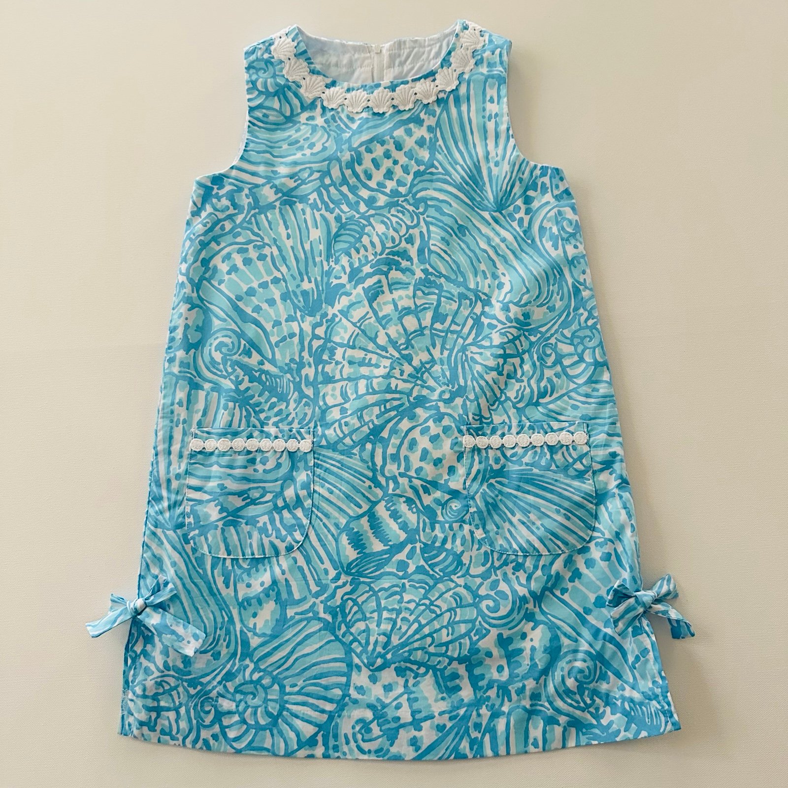Lilly Pulitzer Girls 10 Dress Little Lilly Classic Shift Succulent Blue In Sea