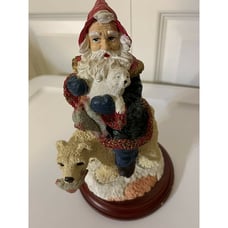 Vintage Jaimy Santa Claus Riding A Polar Bear Holding A Polar Bear Cub