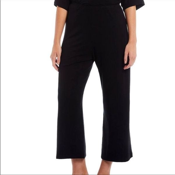Bryn Walker Black Cotton Elastic Waist Pants Straight Leg