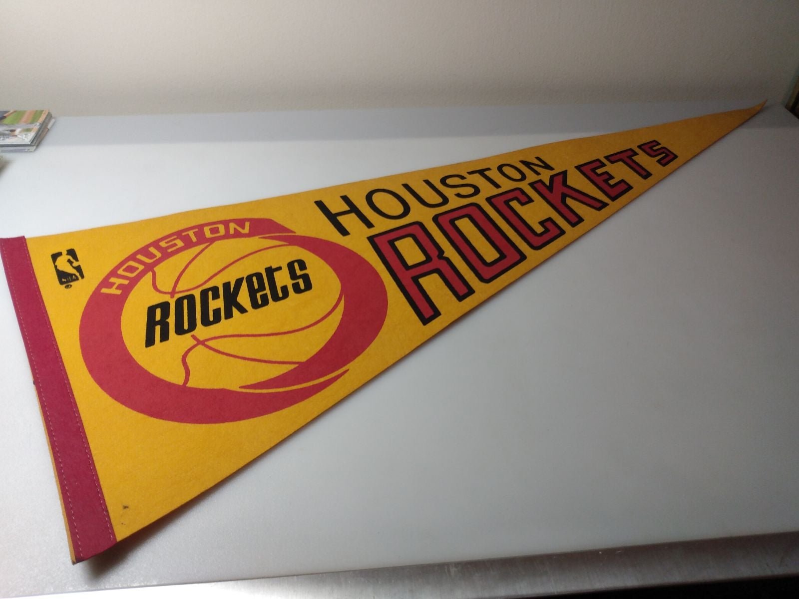 Houston Rockets Pennant Vintage NBA 1970s flag yellow version nice READ