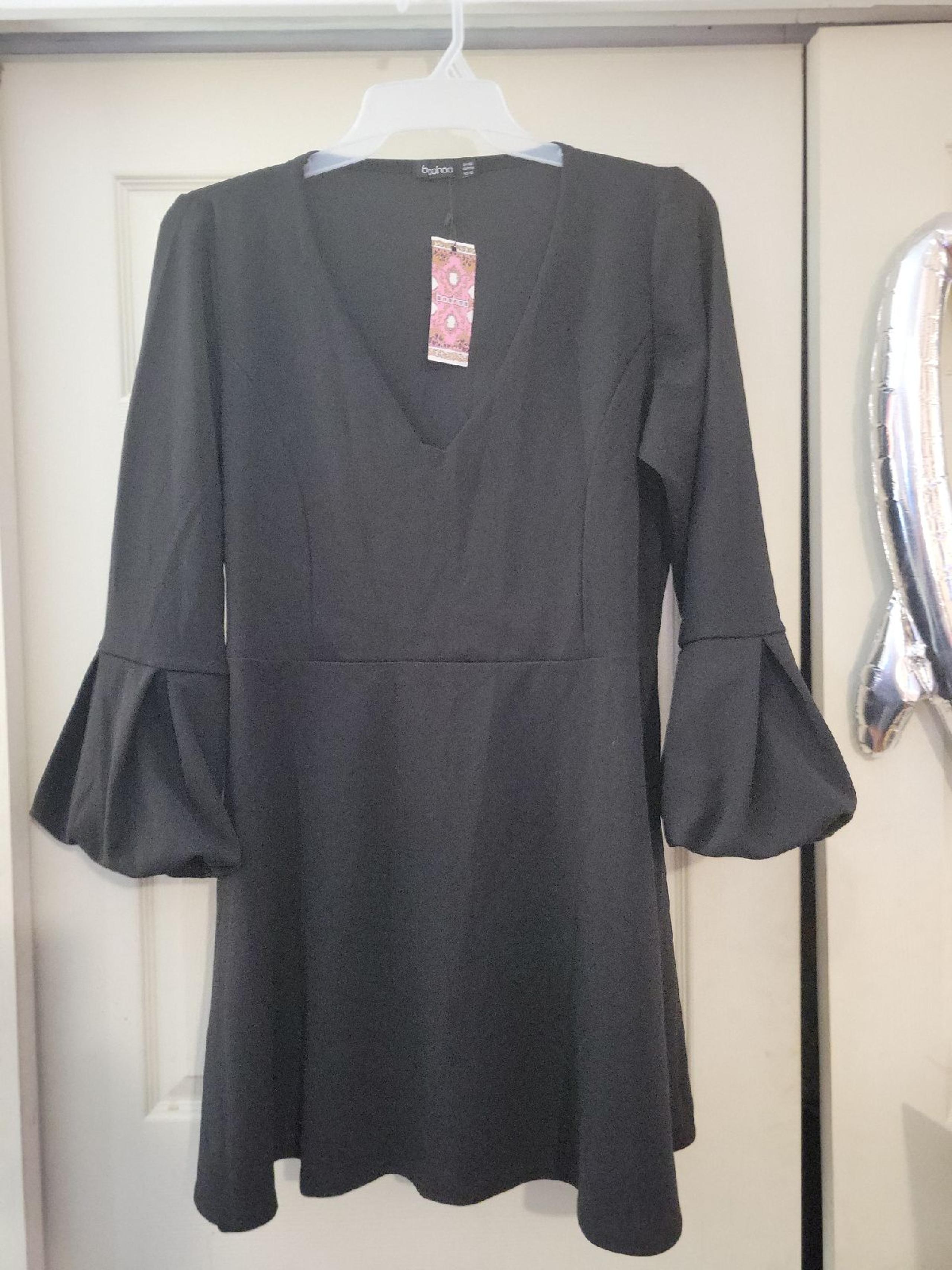 Boohoo Dress Plus Volume Sleeve Skater Dress Black