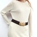 New Zara Gold Black Greek Roman Face Cord Belt
