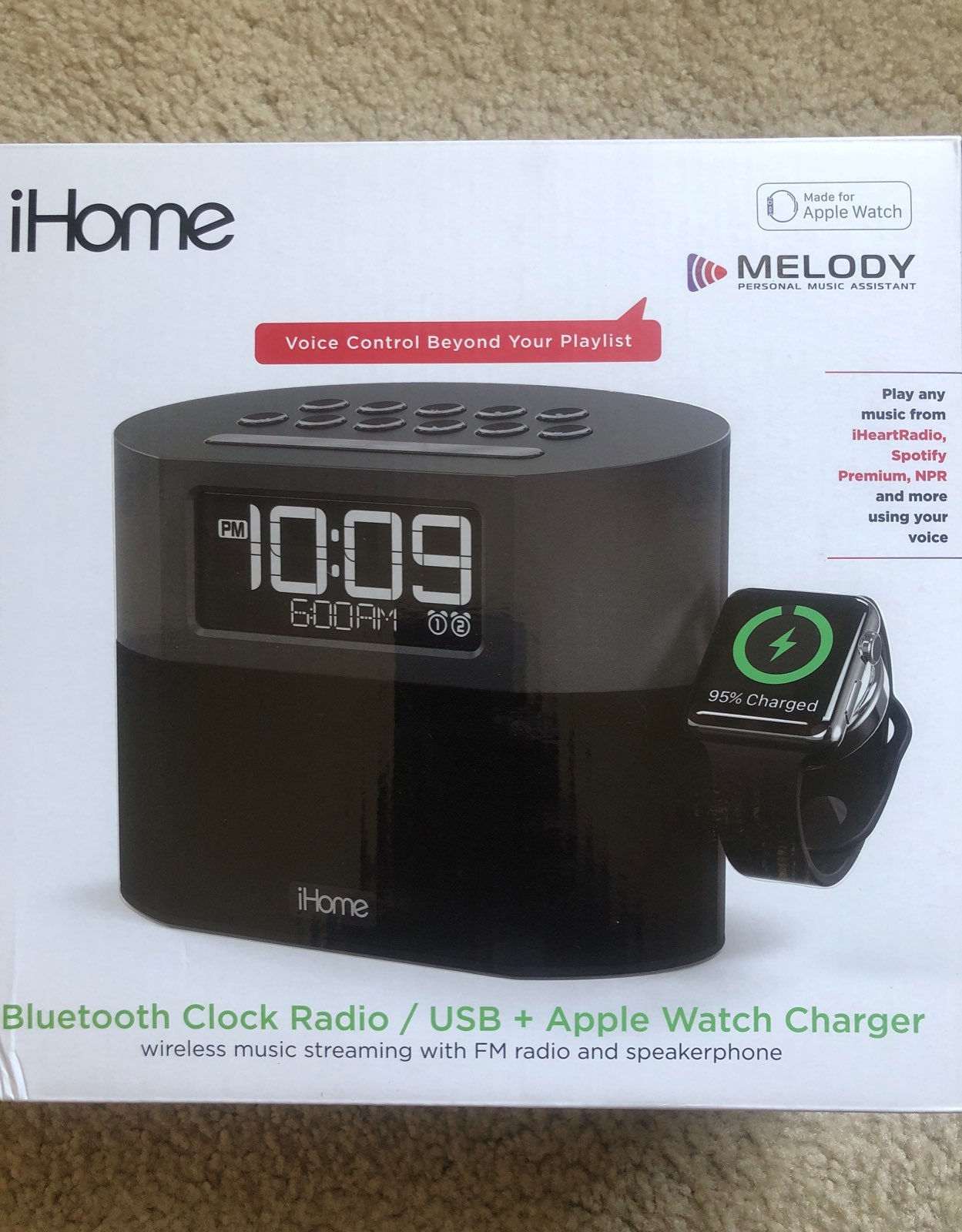 iHome bluetooth clock Radio/ usb + apple