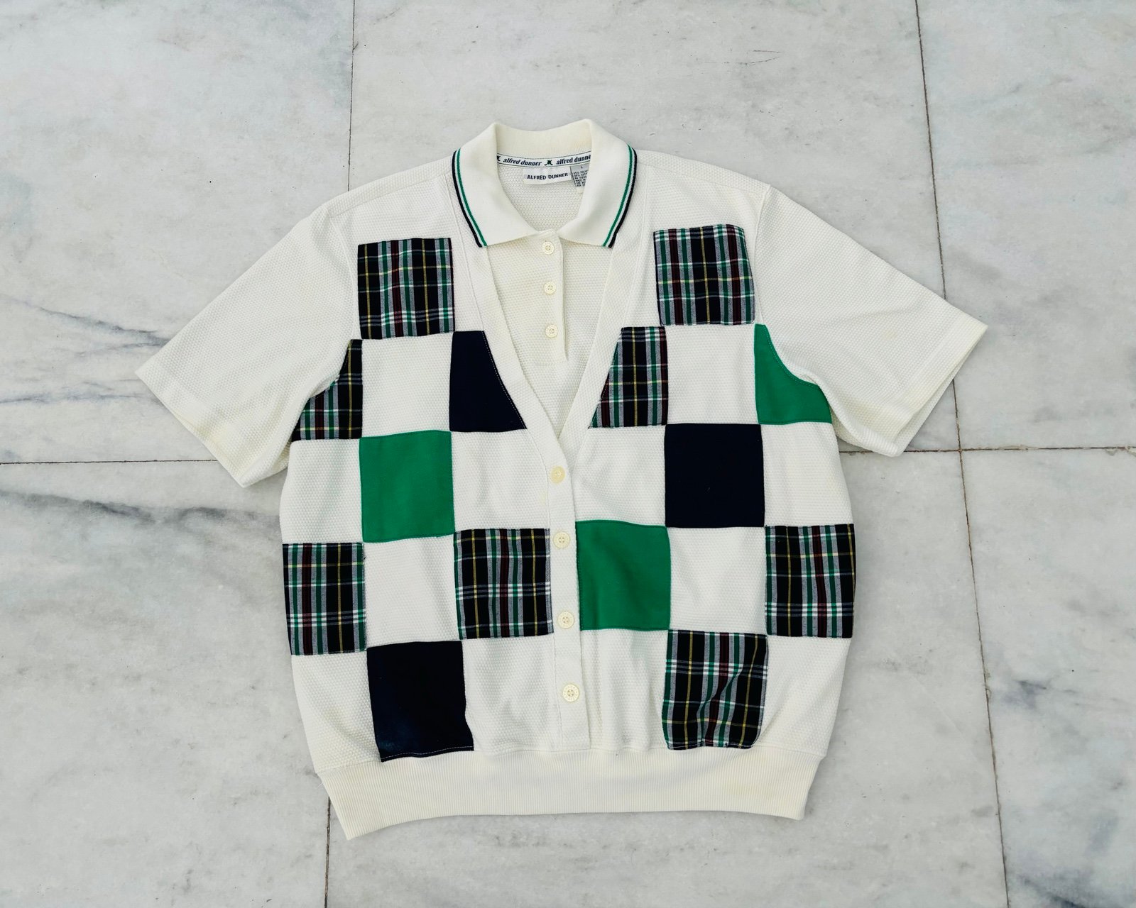 Vintage Alfred Dunner Vest Polo Golf Shirt Checkerboard Plaid Preppy Womens LG