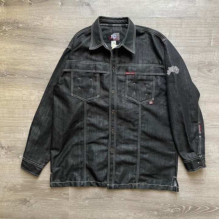 Vintage Y2K South Pole Embroidered Black Jean Jacket