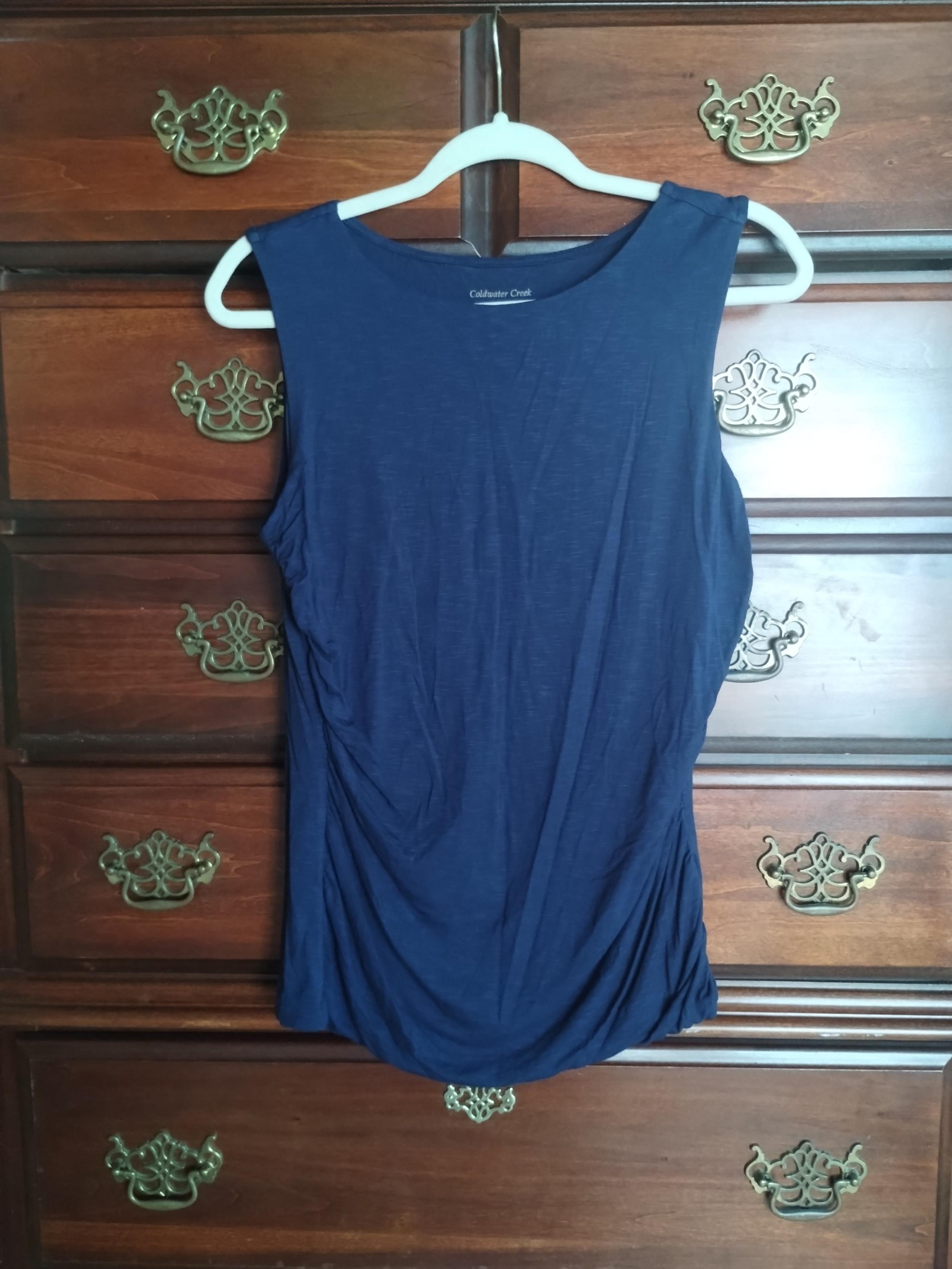 COLDWATER CREEK Women's Shirt Top Blouse Size M Navy Blue Stretch Tank Top