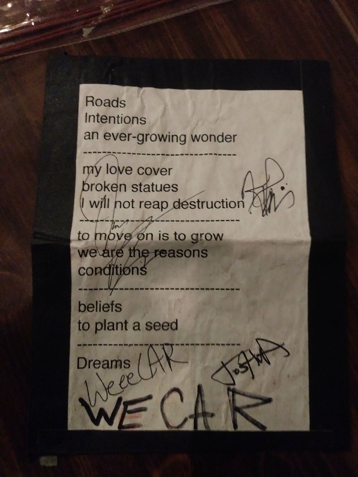 We came as romans signed setlist