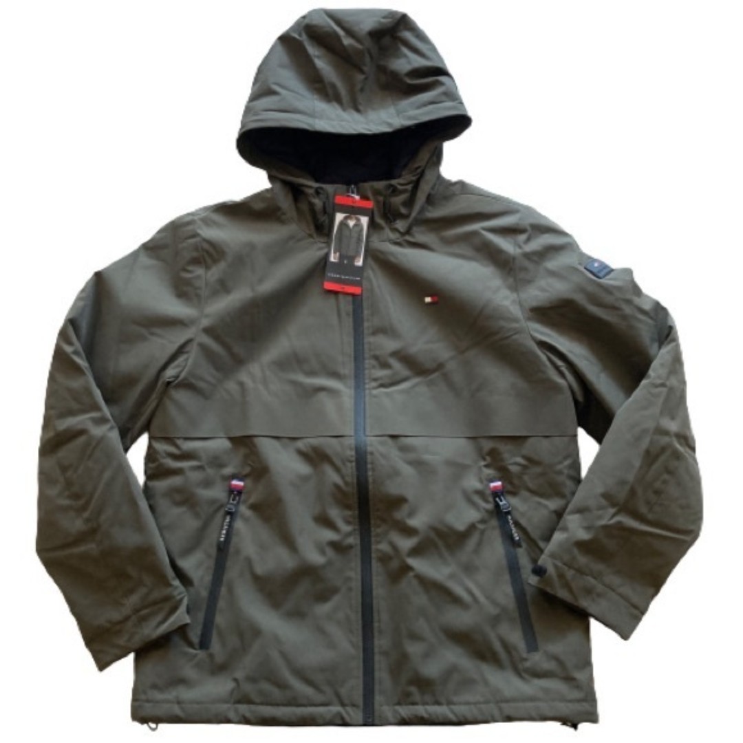 Tommy Hilfiger Mens Performance Hooded Jacket Medium Olive NWT