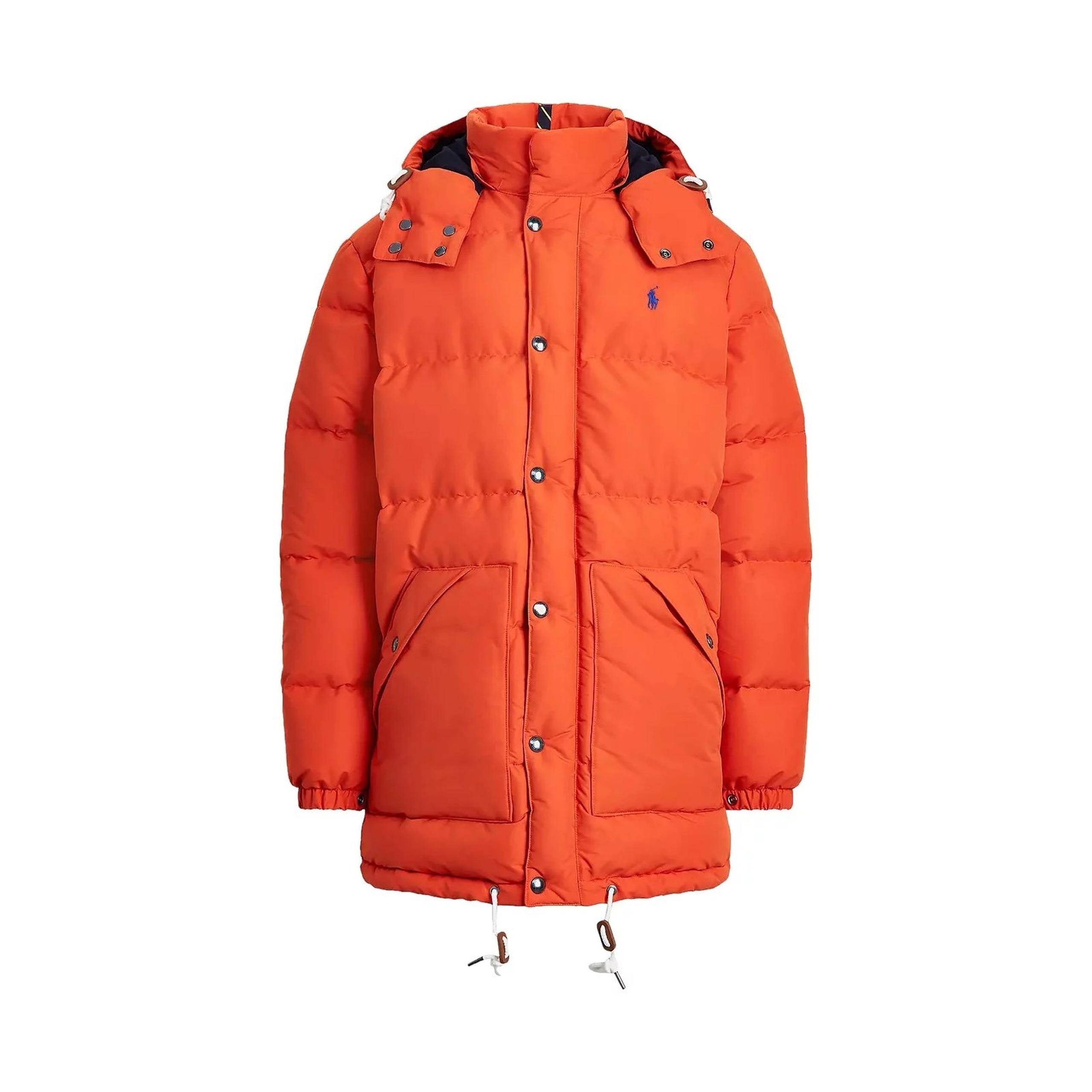 Polo Ralph Lauren Mens White Duck Down Insulated Jacket (Small, College Orange)