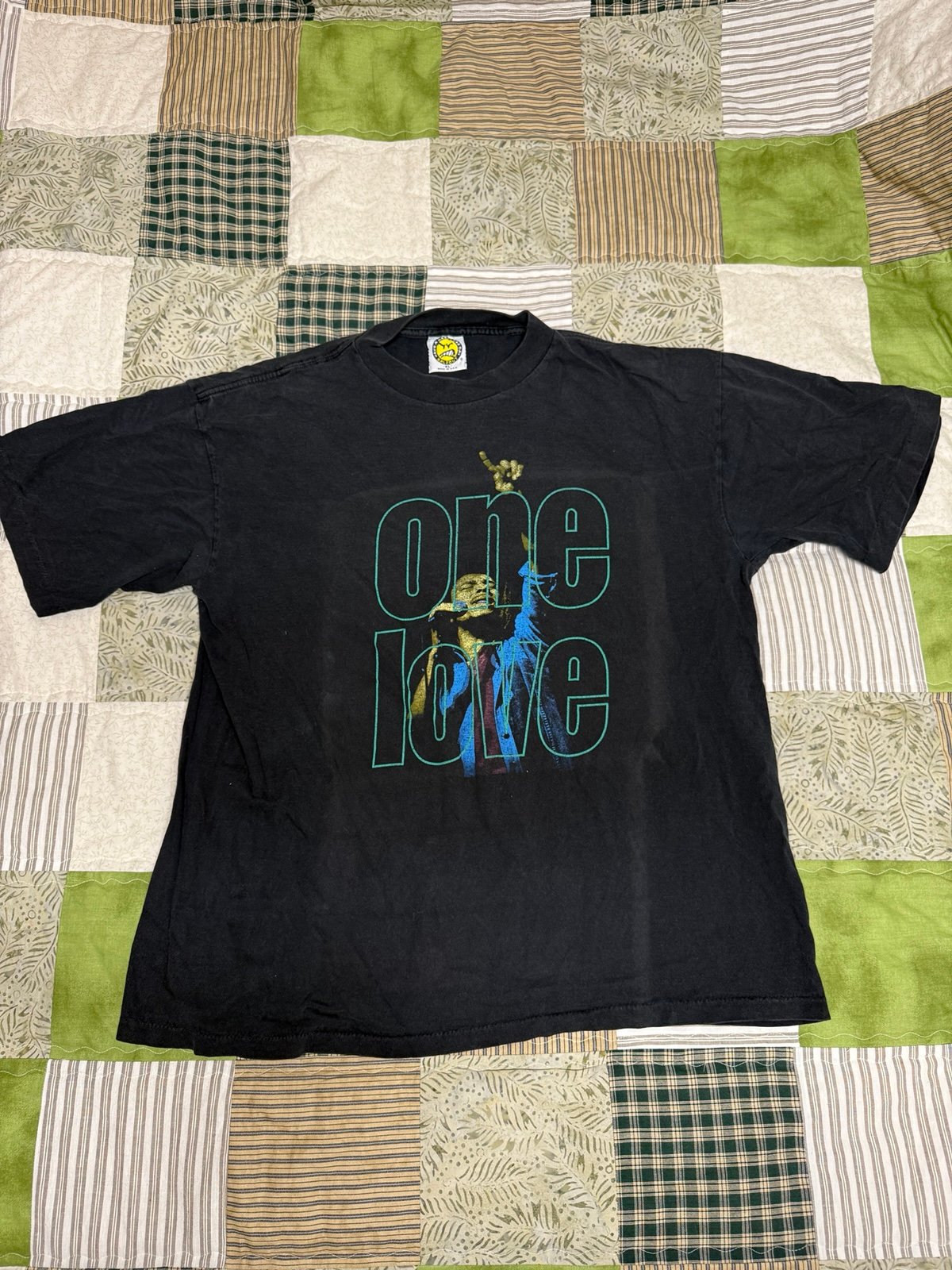Vintage 90s Bob Marley One Love Jamaica Zion Black Graphic T-Shirt Sz XL Reggae