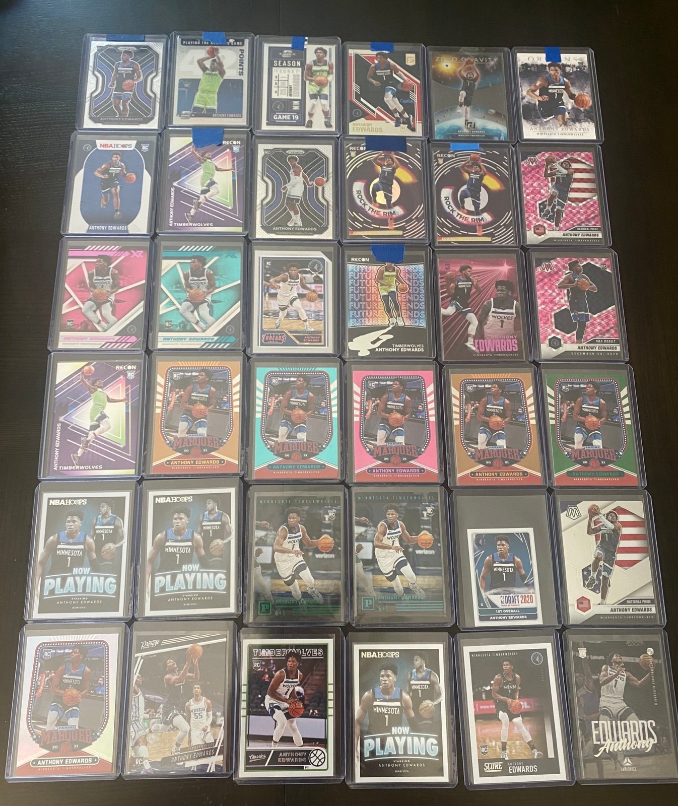 Anthony Edwards 2020-21 Panini NBA hoops Prizm Donruss Rookie Cards RC Lot Of 36