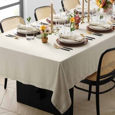 Williams Sonoma Linen Double Hemstitch Tablecloth Cream 70 x 126 NEW NWT