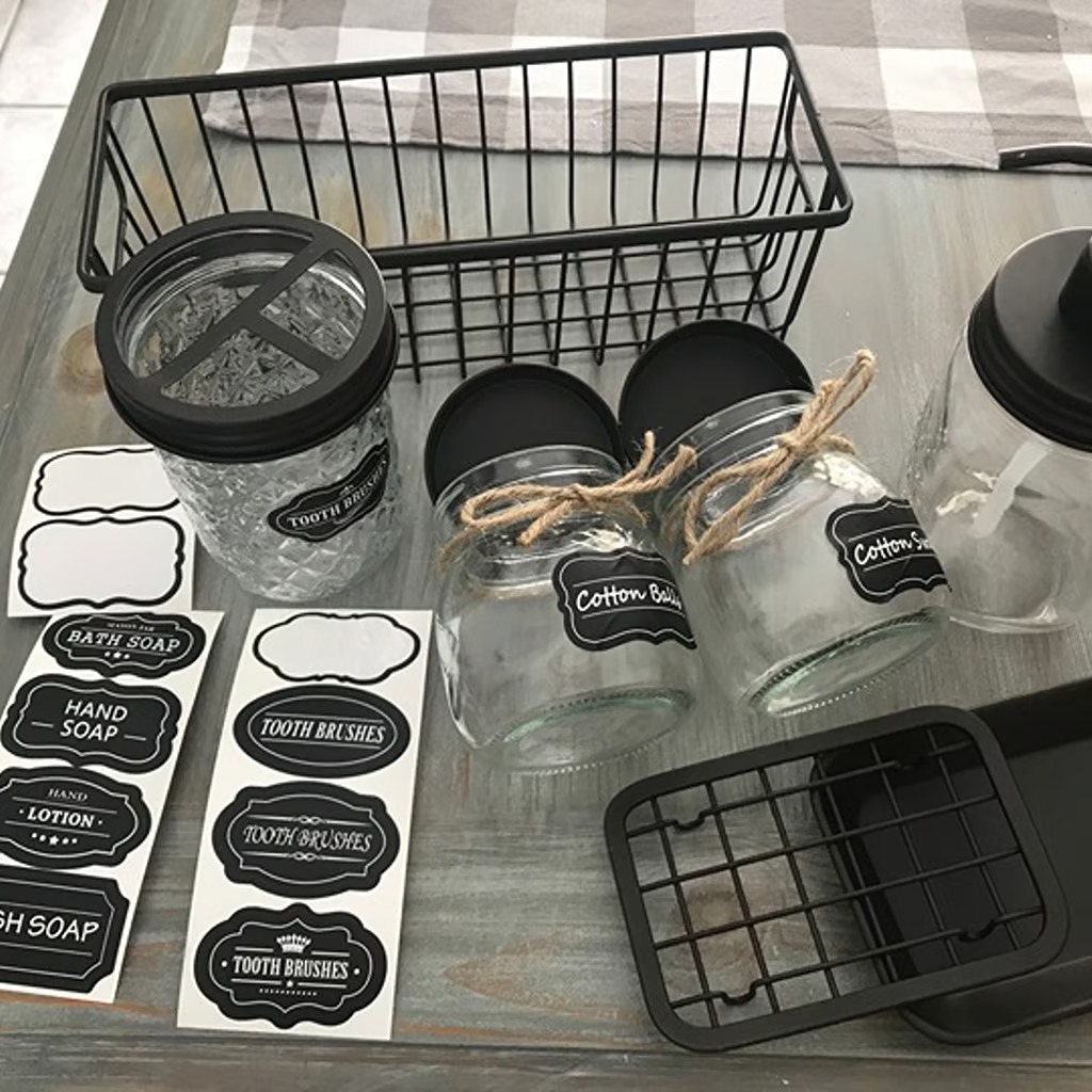 Mason Jar Bathroom Accessories Set (6PCS)