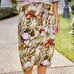 Chico's Linen Wrap Sarong Floral Skirt tropical Faix-Wrap Women’s Size L 12/14