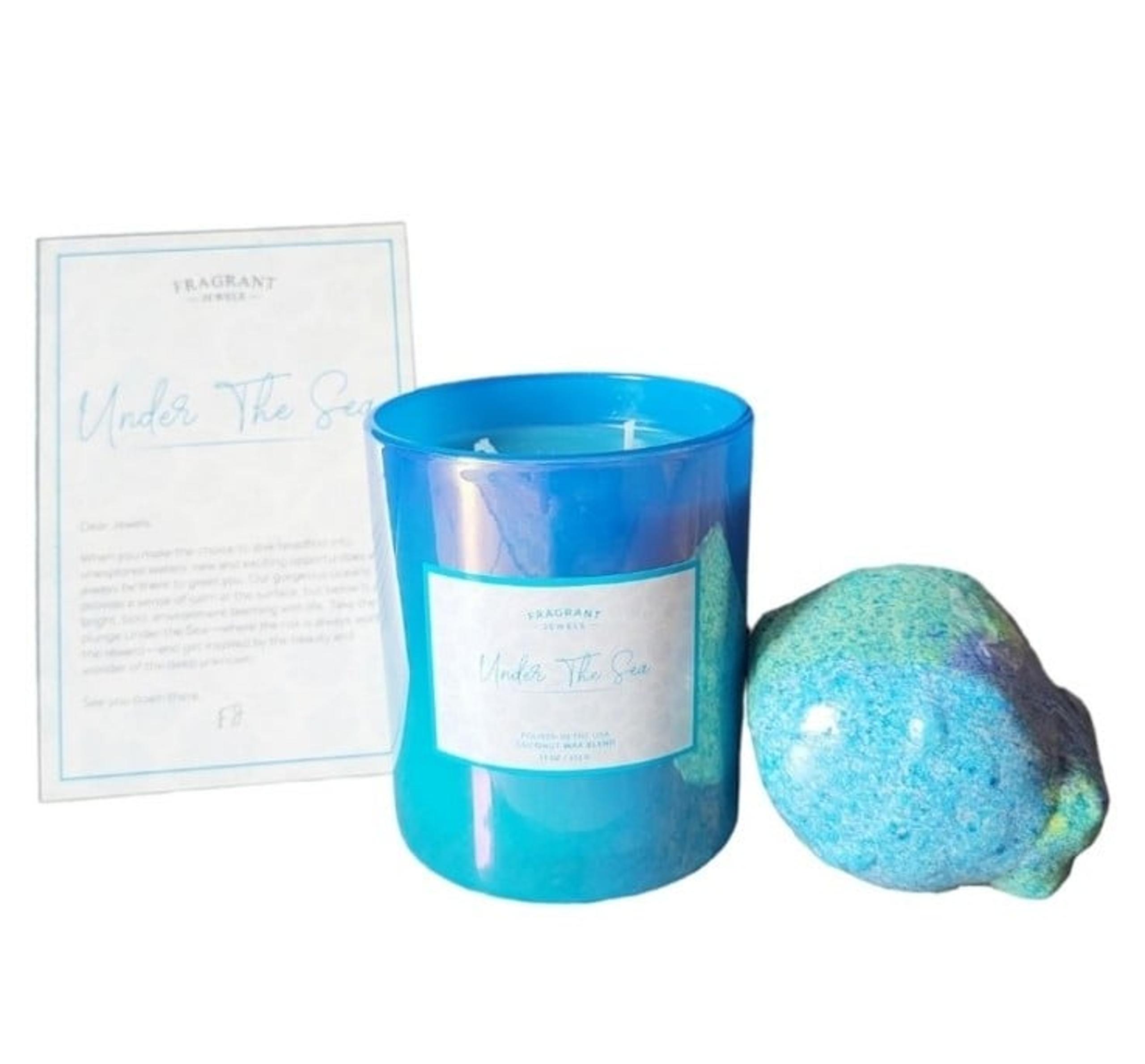 FRAGRANT JEWELS Under the Sea candle and bath bomb set Little Mermaid NIB