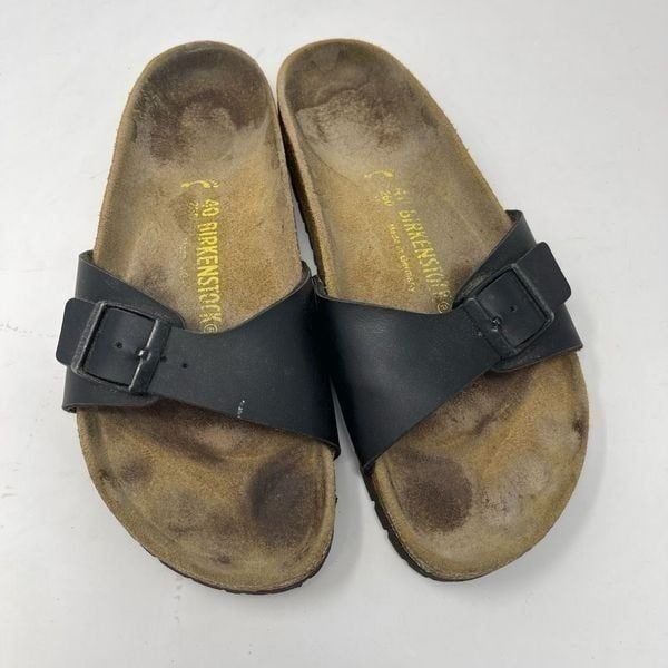 Birkenstock Black Madrid Slip On Birko Flor Slide Sandals Size 40