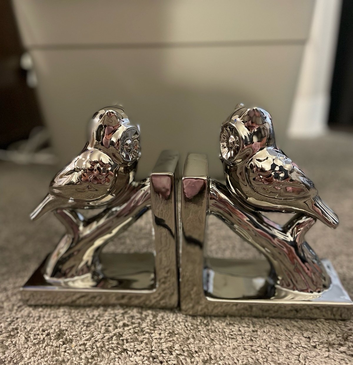 Ceramic Owl Bookends (Silver)