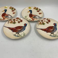 Ceramic 8.5in Fall Duck & Pheasent Salad Plate Set for 4 AA01B09024