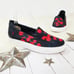 Rachel Zoe floral satin slip on sneakers red black size 7.5