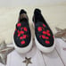 Rachel Zoe floral satin slip on sneakers red black size 7.5