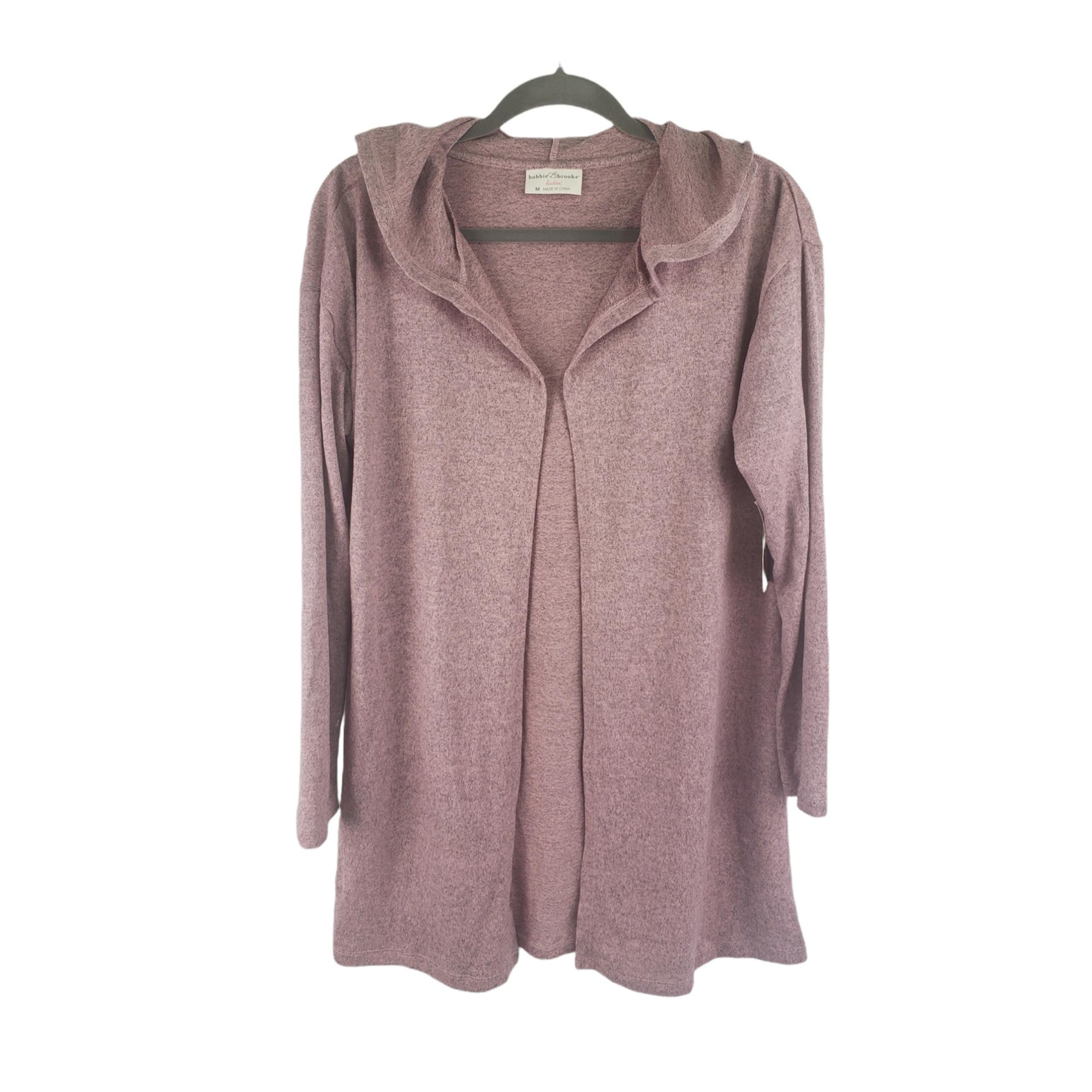 Bobbie Brooks Women's Pink Hooded Cardigan Sweater sz. M Coastal