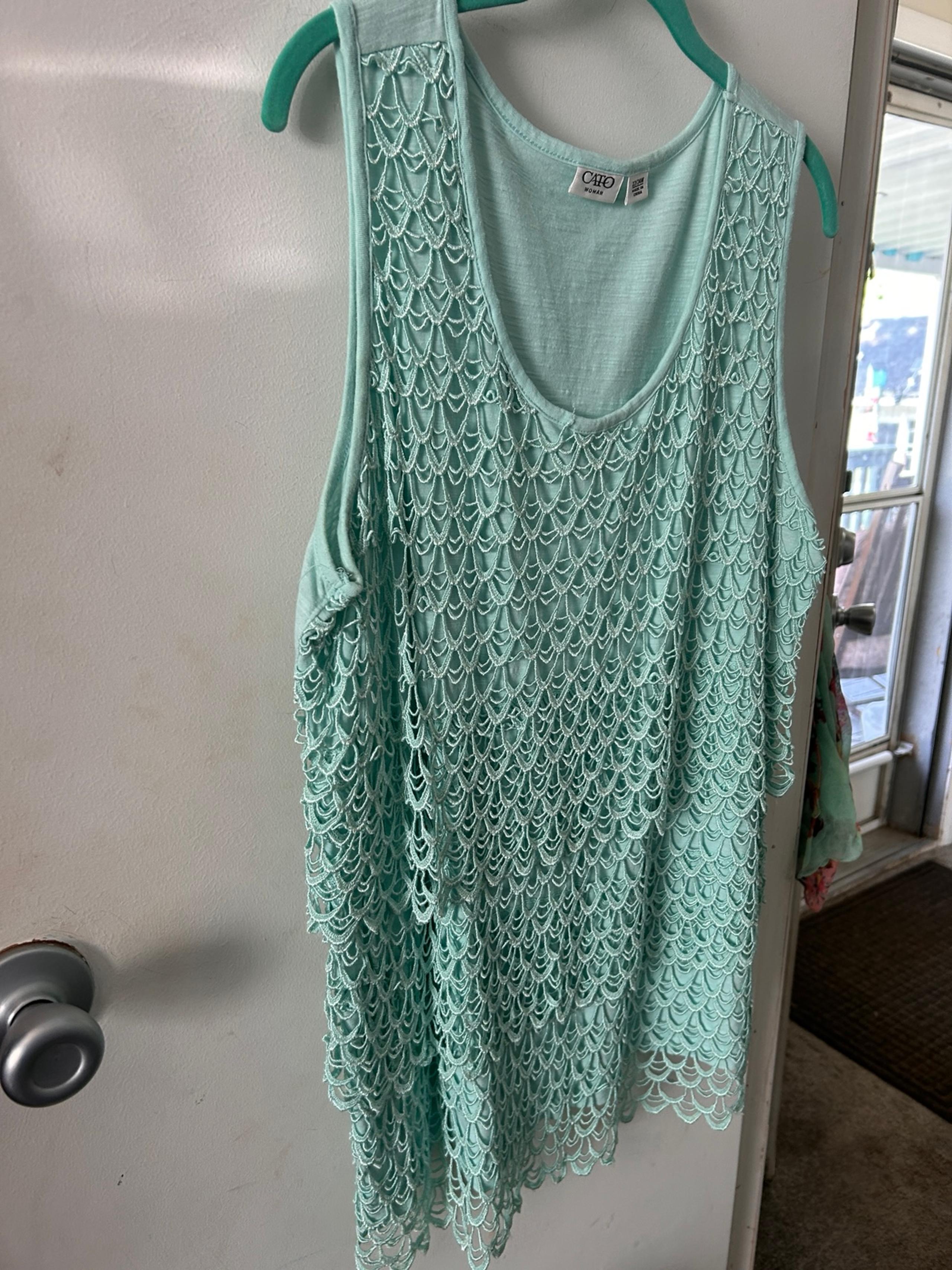 Cato Dressy Tank Top 2X 3X 22/24W Mint Lace Night out Party Church (45” cheat)