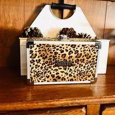 Vaultz Animal cheetah velour velvet pencil case sewing bin school crafts art bin