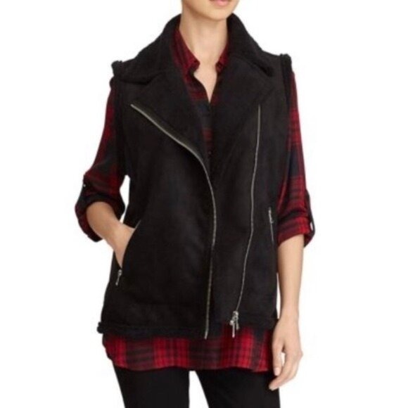 Lauren Ralph Lauren Women’s Black Faux Shearling Vest - Size M