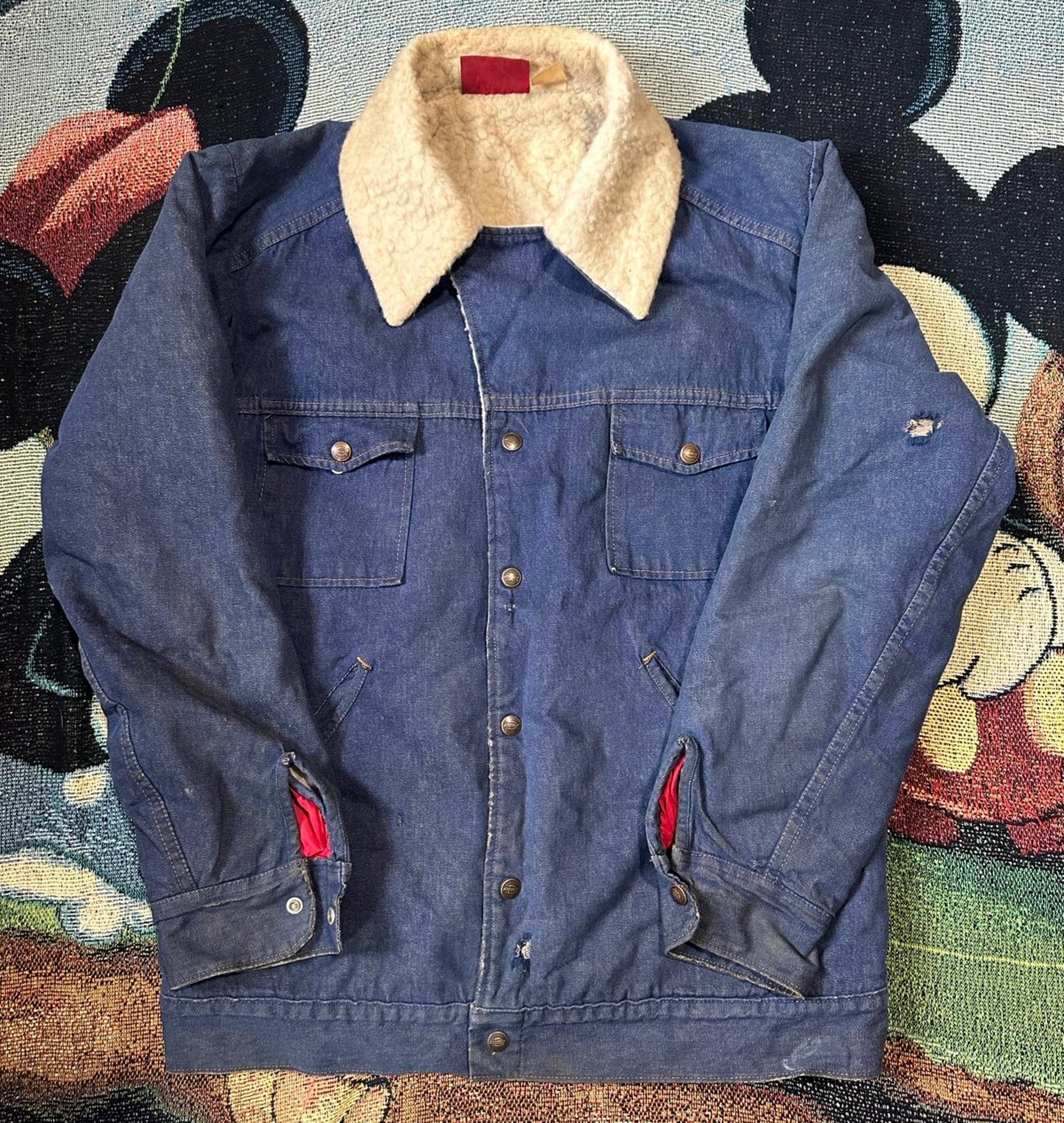 Vintage 80s Dickies Denim Sherpa Lined Jacket