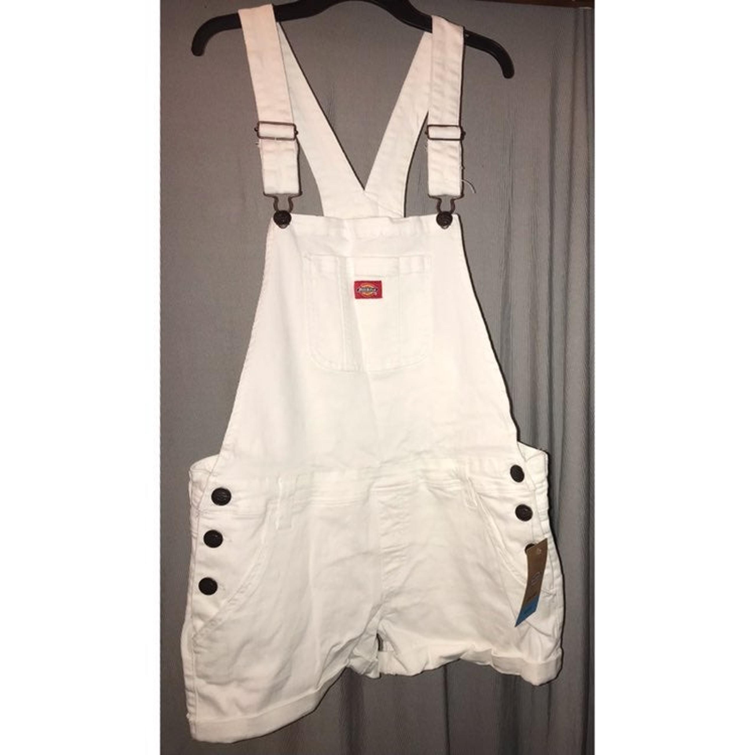 Dickies Girl White 3" Roll Hem Shortalls