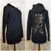 Bad Spirit Massimo Sabbadin Skull Hoodie Womens L Black Crossbones Sequins Italy