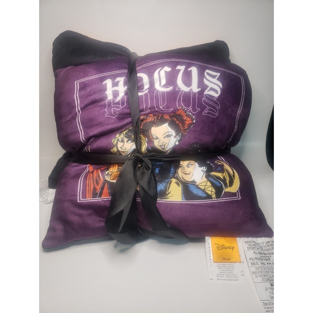 DISNEY Halloween HOCUS POCUS 2 PACK SQUISHY DECORATIVE PILLOWS Purple Orange