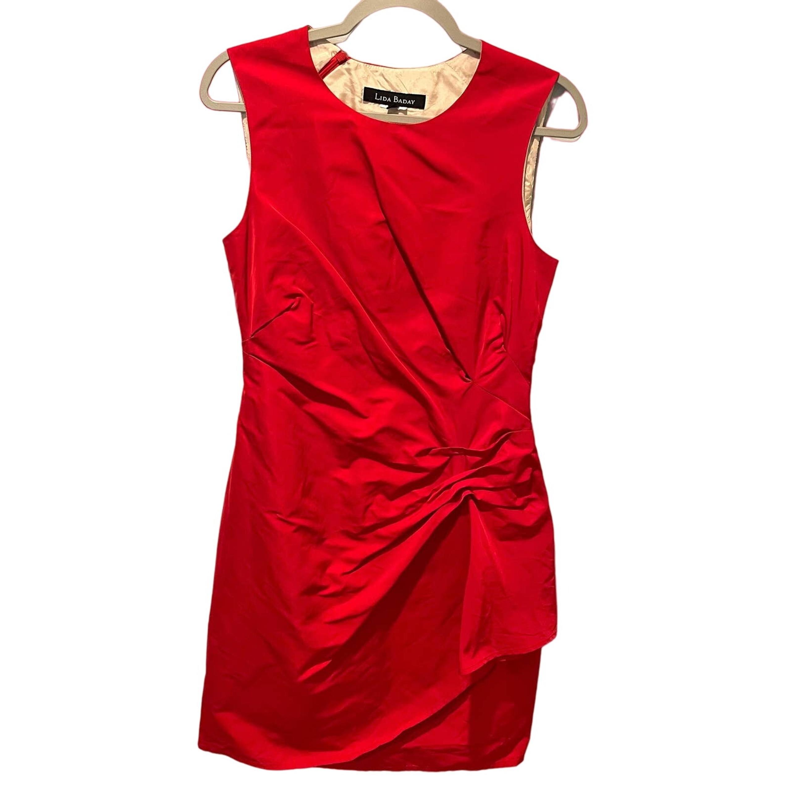 Lida Baday Red Sleeveless Cocktail Shift Dress - size 8
