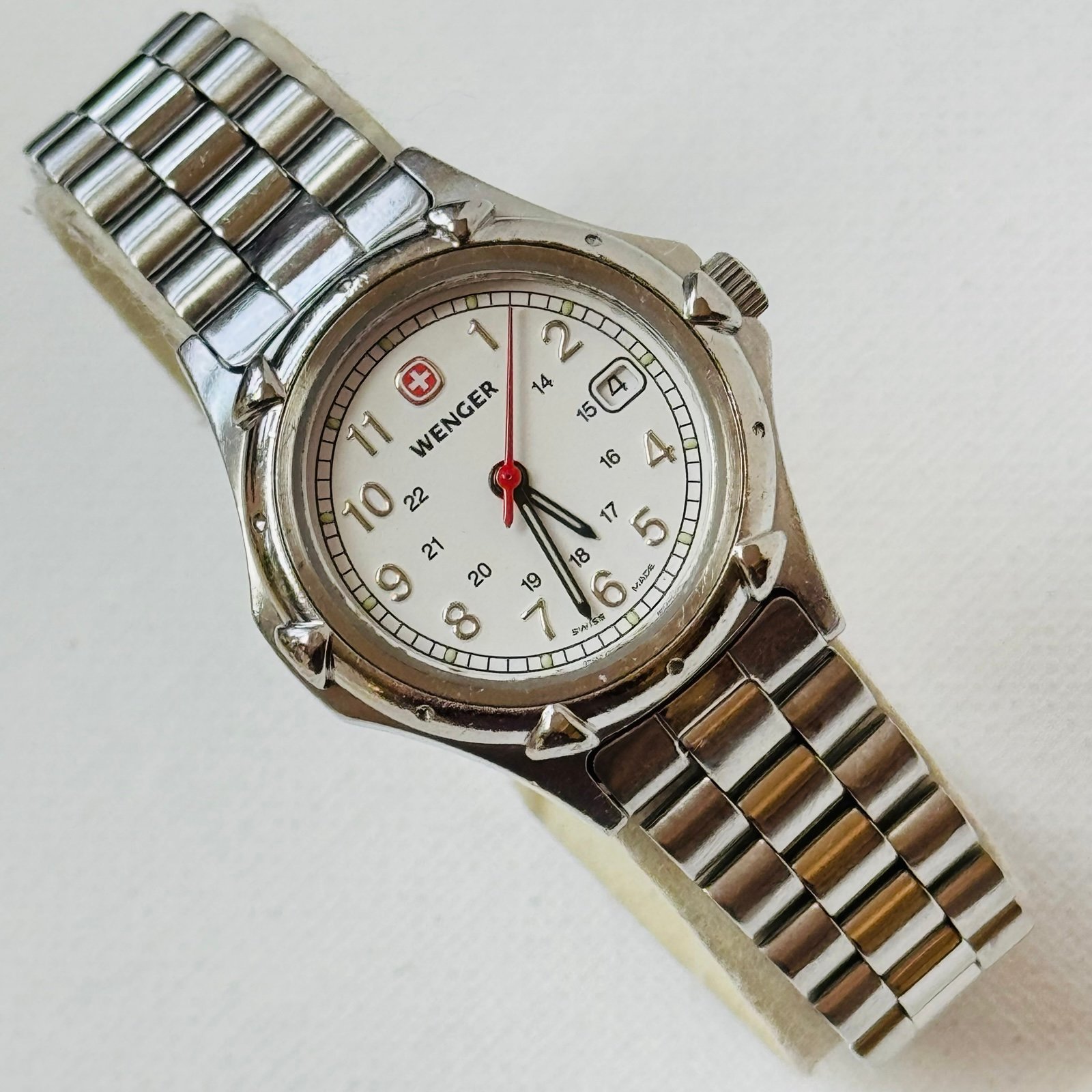 Wenger S.M.T. Swiss Women's Field Date Watch Silver 7 SS Bracelet 093.0690