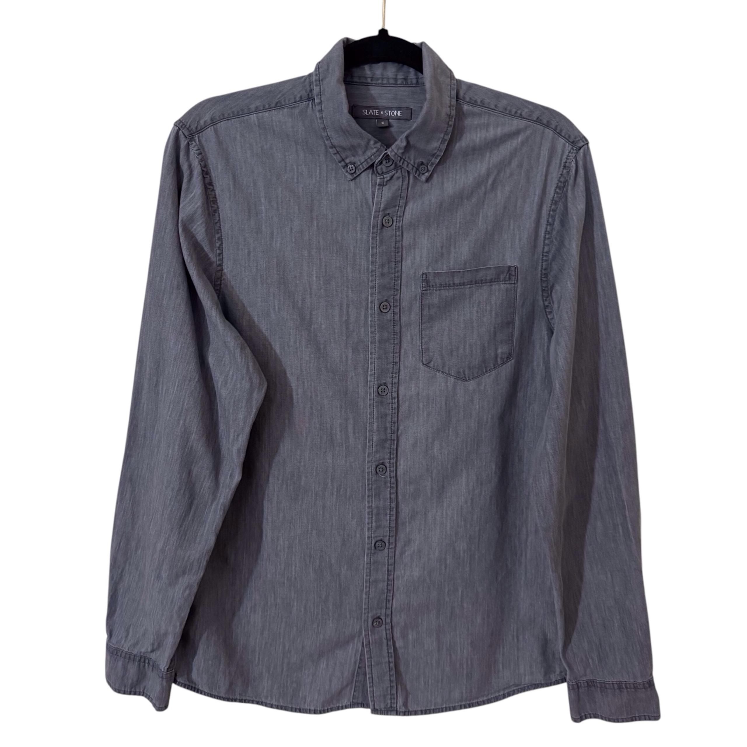 Slate & Stone Mens Size Small Gray Cotton Collared Long Sleeve Button Up Shirt