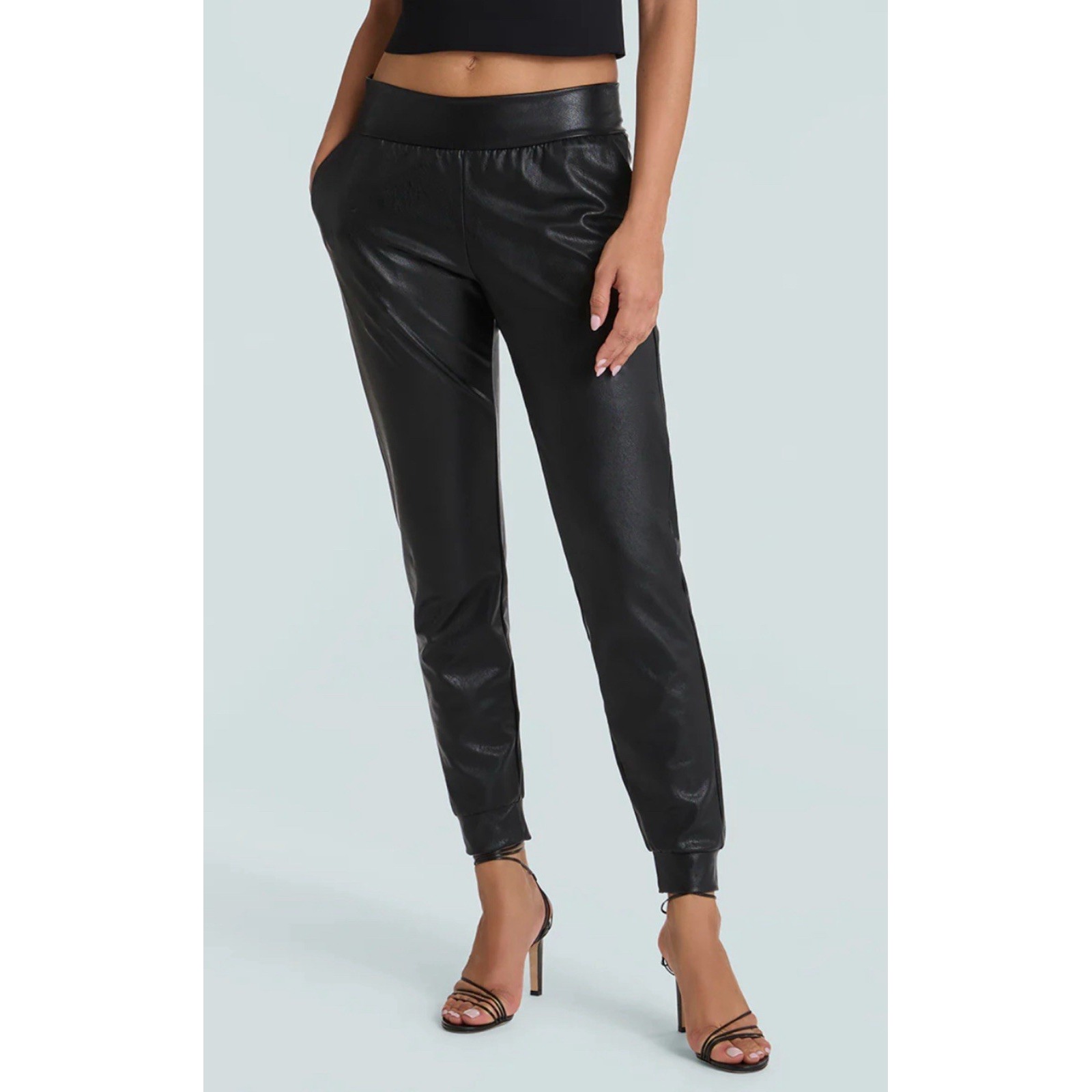 158 Commando Faux Leather Joggers Medium Black